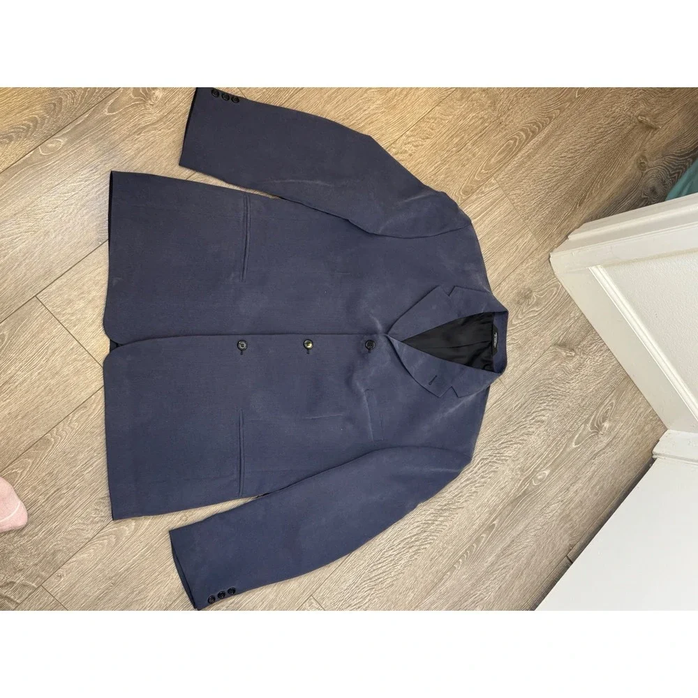 Haggar Black Label Mens 3 Button Blazer Sport Coat Slate Blue Jacket